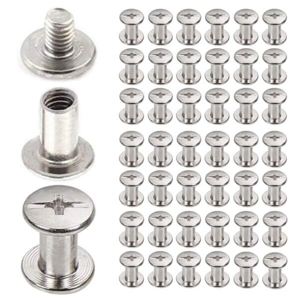 30 set Chicago Binding Screws  Phillips Nut - Chicago Screw Binding Post Screw Kit for DIY Leather Decoration Scrapbook Photo Albums Bookbinding silvery