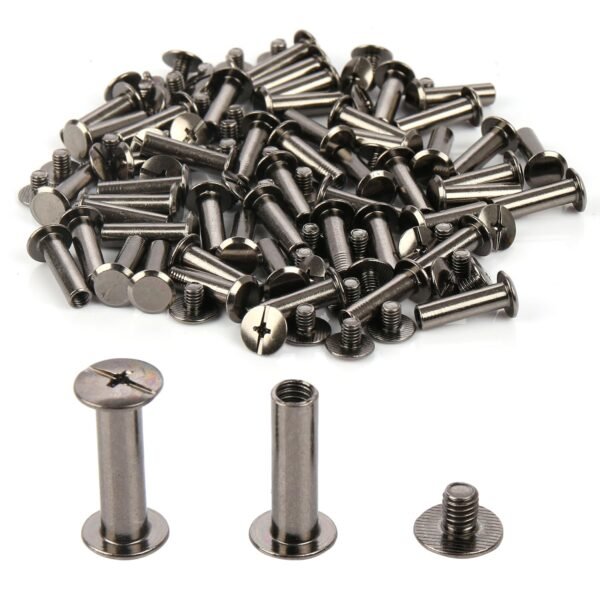 30 set Chicago Binding Screws  Phillips Nut - Chicago Screw Binding Post Screw Kit for DIY Leather Decoration Scrapbook Photo Albums Bookbinding Nickel black