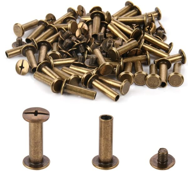 30 set Chicago Binding Screws  Phillips Nut - Chicago Screw Binding Post Screw Kit for DIY Leather Decoration Scrapbook Photo Albums Bookbinding bronze