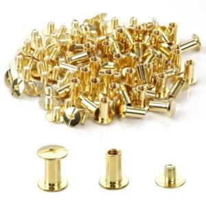 30 set Chicago Binding Screws  Phillips Nut - Chicago Screw Binding Post Screw Kit for DIY Leather Decoration Scrapbook Photo Albums Bookbinding bronze,golden