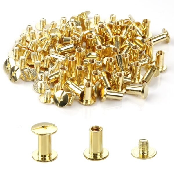 30 set Chicago Binding Screws  Phillips Nut - Chicago Screw Binding Post Screw Kit for DIY Leather Decoration Scrapbook Photo Albums Bookbinding bronze,golden