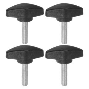 5pcs Tee Wing Knobs Metric Male Threaded Stud T Head Plastic Knob Handles Thumb Screws Hand Clamping Tightening Knob Grip Thumbscrew, Black