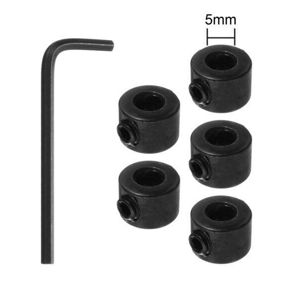 5pcs Drill Stop Collar Set Depth Stop, Adjustable High Speed Steel Drilling Limit Ring, Anodizing Surface Dowel Shaft Chuck Positioner with Hex Wrench Black - Image 7