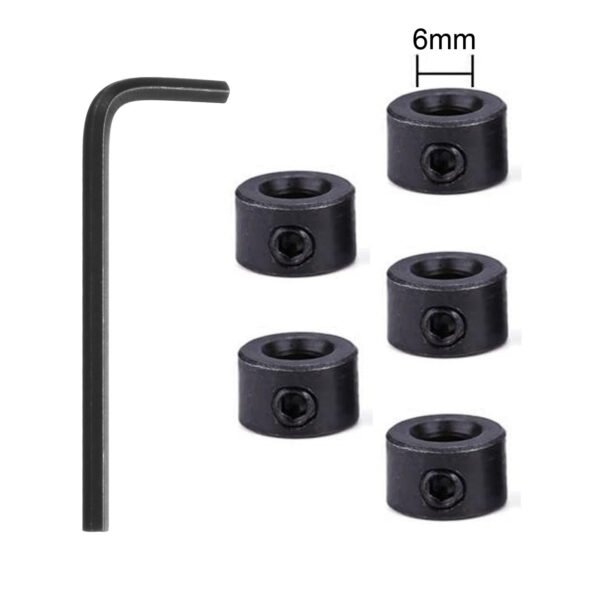 5pcs Drill Stop Collar Set Depth Stop, Adjustable High Speed Steel Drilling Limit Ring, Anodizing Surface Dowel Shaft Chuck Positioner with Hex Wrench Black - Image 6