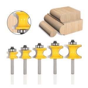 Bullnose Router Bit 1/4 Inch Shank, Radius Half Round Bearing Wood Milling Cutter Drilling Carbide Tool for Door Table Cabinet Shelve.Radius 1/8" 3/16" 1/4" 5/16" 3/8"