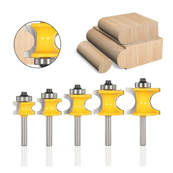 Bullnose Router Bit 1/4 Inch Shank, Radius Half Round Bearing Wood Milling Cutter Drilling Carbide Tool for Door Table Cabinet Shelve.Radius 1/8" 3/16" 1/4" 5/16" 3/8"