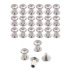 30 sets Chicago Binding Screws  Phillips Nut - Chicago Screw Binding Post Screw Kit for DIY Leather Decoration Scrapbook Photo Albums Bookbinding (silvery)