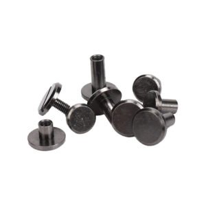 Brass Chicago Screws 20 set Rivets Bookbinding Flat Head Screwing Fasteners DIY Purse Collar Belt Shoes Case Jean Leather (Nickel black)
